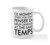 CafePress Thinking in French and English Mugs 11 oz Mug | 11 oz (325 ml) Ceramic Coffee Mug