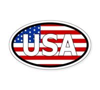 CafePress USA Flag Sticker With USA Letters In White. Oval Bumper Sticker, Euro Oval Car Decal