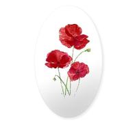 CafePress Watercolor Red Poppy Garden Flower Sticker Oval Bumper Sticker, Euro Oval Car Decal