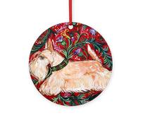 CafePress Wheaten Scottish Terrier On Red 4" Round MDF Wood Ornament