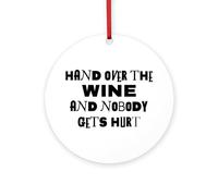 CafePress Wine Ransom Note 4" Round MDF Wood Ornament