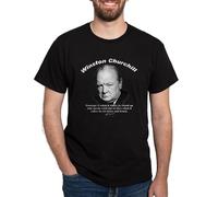 CafePress - Winston Churchill 01 Black T-Shirt - 100% Cotton T-Shirt