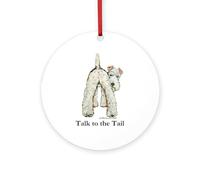 CafePress Wire Fox Terrier Tail WFT 4" Round MDF Wood Ornament