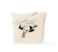 CafePress Witch Lives Here Tote Bag Natural Canvas Tote Bag, Reusable Shopping Bag