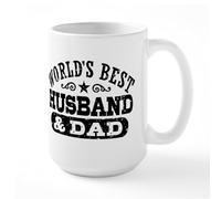 CafePress World's Best Husband and Dad Large Mug 15 oz (444 ml) Ceramic Coffee Mug