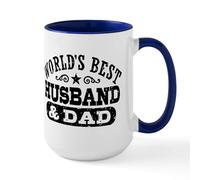 CafePress World's Best Husband and Dad Large Mug 15 oz (444 ml) Ceramic Coffee Mug