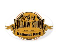 CafePress Yellow Stone Wyoming Sticker Oval Bumper Sticker, Euro Oval Car Decal