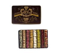 Cafer Erol Turkish Delight Mixed Flavours with Nuts 1350g Retro XL Tin Box - Pomegranate, Orange, Rose, Mandarin & Kiwi - Luxury Traditional Sweets Gift