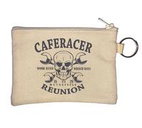 Caferacer Reunion Skull Graphic 1979 Key Chain Coin Purse Beige