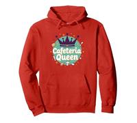 Cafeteria Queen: Regal Food Service Humor for Lunch Ladies Pullover Hoodie, Adult Unisex, Red, M