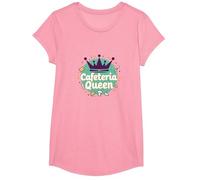 Cafeteria Queen: Regal Food Service Humor for Lunch Ladies T-Shirt, Girls, Pink, Small