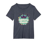 Cafeteria Queen: Regal Food Service Humor for Lunch Ladies T-Shirt, Women's Plus, Heather Blue, 3X