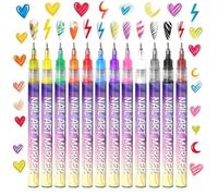 Cafeteriap 12 Colors Nail Art Pens Set, Quick Dry Nail Doodle Pens, Acrylic Paint Art Markers for Gel Nails, Graffiti Dotting Point Liner Nails Polish Pen, For DIY Drawing Painting Tools