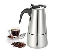 Cafetiere 2 Cup Stainless Steel Induction Stovetop Italian Coffee Maker 100ML Pot For Espresso Mocha Cappuccinos, Lattes