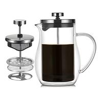 Cafetiere French Press Coffee Maker, 600ml 3 Cups Double Walled Heat Resistant Coffee Press Maker - Double Wall Insulated Borosilicate Glass Tea & Coffee Press with Stainless Steel Filter