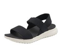 CAFETU Hiking Sandals for Women Comfortable Air Cushion Elastic Ankle Strap Open Toe Summer Platform Sandals, Black/White, 9 UK