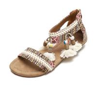 CAFETU Wedge Sandals for Women Elastic Ankle Straps Chunky High Heels Open Toe Elegant Thick Soles Comfortable Cute Beach Shoes, brown, 10.5 UK