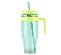 Cafezi 50oz Clear Tumblers with Handle and Straw | Tritan Plastic | Leak-Proof BPA-Free Tumbler with Time Marker | Reusable Cup for Iced Coffee, Tea, Juice, Boba, Smoothies