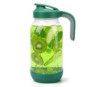 Cafezi 64 oz Glass Pitcher with Pour Spout Lid, 2 Quart Mason Jar Pitcher, Airtight & Leak-Resistant Flip-Top, Wide Mouth, Non-Slip Silicone Base, Comfort-Grip Handle, Water Pitcher for Fridge