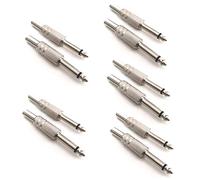 CAFFAINA 10Pcs 1/4" Mono Audio Jack 6.35mm Metal Male Monaural Audio Cable Connector Plug