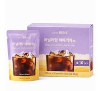 Caffe Bene Vanilla Flavor Americano 190ml x 10 Pouches - Ready to Vanilla flavored Iced Coffee, Korean Style Iced Coffee Beverage Multipack