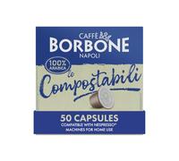 Caffè Borbone Le Compostabili - 50 Coffee Capsules Compatible with Nespresso®*, 100% Arabica Ground Coffee in Compostable Pods - Compatible with Nespresso®* Home Coffee Machines