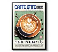 Caffe Latte Poster, Italian Food Wall Art, Modern Kitchen Decor Print, Noodle Art illustration, Chef Gift Idea, Italy Travel, Archival Matte, A4 (Print Only) - 29.7x21cm