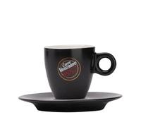 Caffè Vergnano Matte Black Espresso Cup and Saucer Set - 75ml Italian Porcelain Coffee Cup for Espresso, Macchiato, or Cortado - Heat Retaining Ceramic with White Interior & Curved Base for Crema