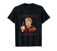 Caffeinate and Conquer Roman Coffee Parody T-Shirt