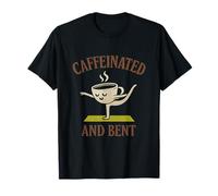 Caffeinated and Bent Yoga Coffee Mindfulness Design T-Shirt