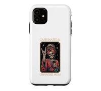 Caffeinated & Unhinged Mom Funny Skeleton Mother Tarot Card Case for iPhone 11