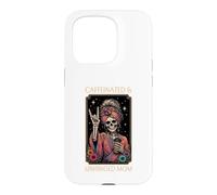 Caffeinated & Unhinged Mom Funny Skeleton Mother Tarot Card Case for iPhone 15 Pro