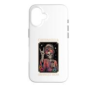 Caffeinated & Unhinged Mom Funny Skeleton Mother Tarot Card Case for iPhone 16