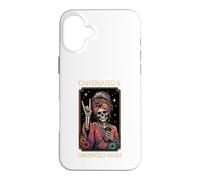 Caffeinated & Unhinged Mom Funny Skeleton Mother Tarot Card Case for iPhone 16 Plus