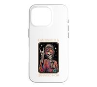 Caffeinated & Unhinged Mom Funny Skeleton Mother Tarot Card Case for iPhone 16 Pro