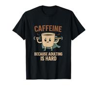 Caffeine Adulting Is Hard Coffee Cup Superhero T-Shirt