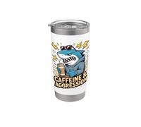 Caffeine and Aggression Shark Stainless Steel Insulated Tumbler