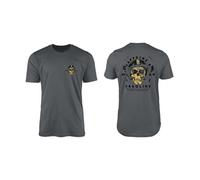 Caffeine and Gasoline T-Shirt - Biker Gang Logo Design Novelty Gift Idea Tee Top Twin Needle Collar 100% Combed Ringspun Cotton High Stitch Density Extreme Comfort (Charcoal Prime, XL, x_l)