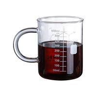 Caffeine Beaker Mug Graduated Beaker Mug with Handle Borosilicate Glass Cup Glass Measuring Cup, Coffee Measuring Mug Chemistry Molecules