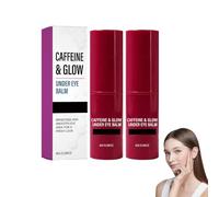 Caffeine Brightening Eye Cream Stick, Caffeine Eye Cream 8g for Dark Circles and Puffiness, Anti Aging Under Eye Cream with 360° Massage Ball to Reduce Eye Bags and Fine Lines (2Pc)