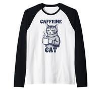 Caffeine Cat Cozy Coffee Lover Funny Morning Mood Raglan Baseball Tee