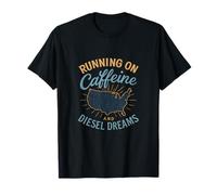 Caffeine Diesel Dreams Truck Driver USA Map Sunburst Graphic T-Shirt