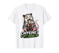Caffeine Dont Judge Me Possum Coffee Chaos Cafe Humor Value Graphic T-Shirt, Men, White, S