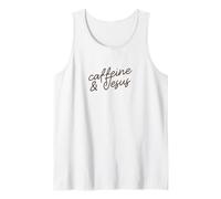 Caffeine & Jesus Funny Minimalist Faith Phrase Script Tank Top
