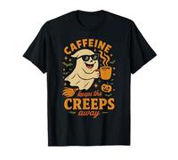 Caffeine Keeps The Creeps Away Halloween Funny Saying T-Shirt