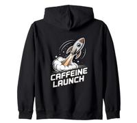 Caffeine Launch Coffee Rocket Morning Energy Zip Hoodie