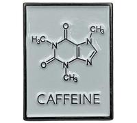 Caffeine Molecule Enamel Pin Badge, White Design, Coffee Metal