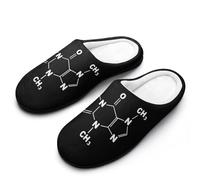Caffeine Molecule Gamer Nerd Geek Science Men's Cotton Slippers Warm House Shoes with Non-Slip Sole for Indoor&Outdoor 9-10（42-43）