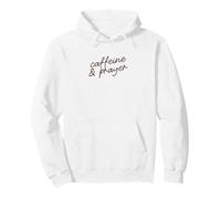 Caffeine & Prayer Funny Minimalist Faith Phrase Script Pullover Hoodie
