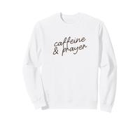 Caffeine & Prayer Funny Minimalist Faith Phrase Script Sweatshirt